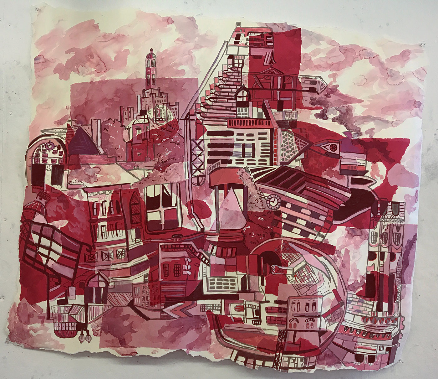 Foundation Year drawing foundations risd dawn clements collage architecture pink