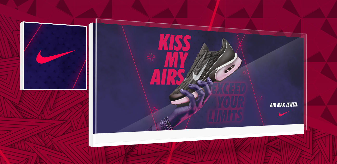 nike shoes kiss my airs projects study purple hands manipulation led neon pink poster social media wallpaper advertising ad propaganda tênis tenis neon air