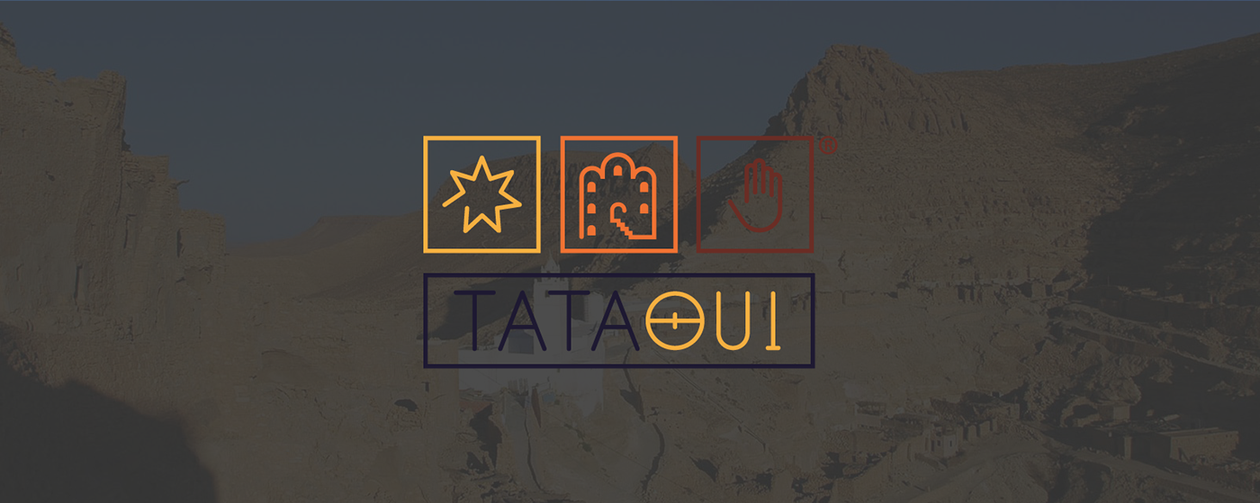 logo brand tataouine tunisia desert tourism hand-made craft Sun lineart