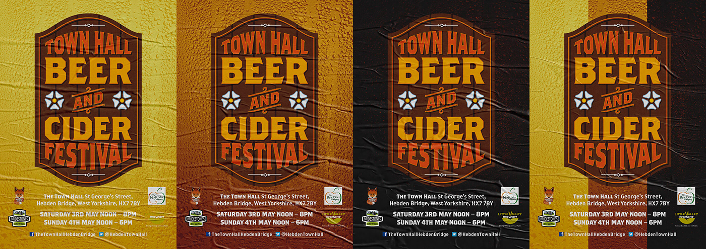 town hall hebden bridge logo beer cider festival beer mats poster leaflet flyer