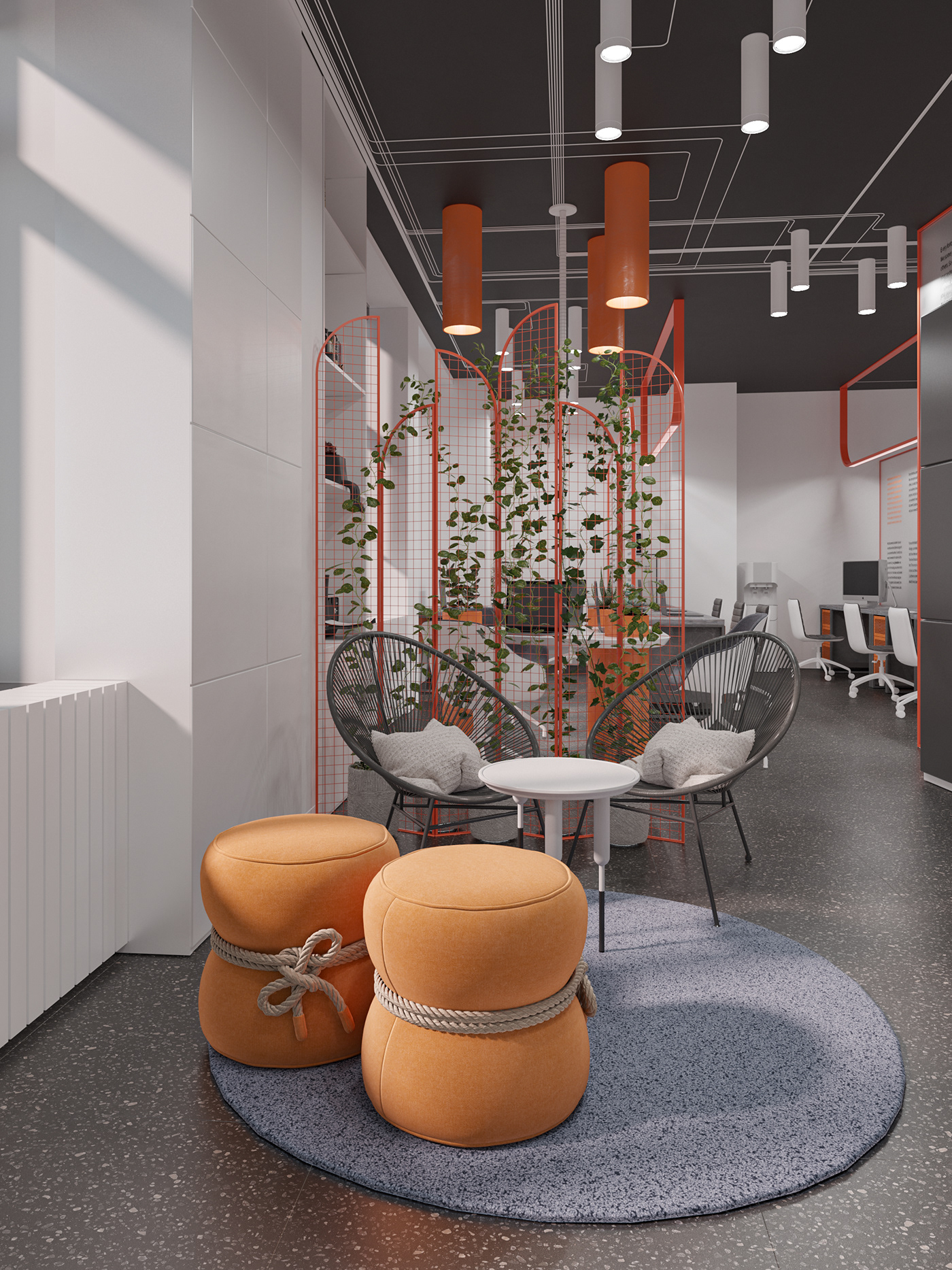 Bank design indoor Interior Office orange