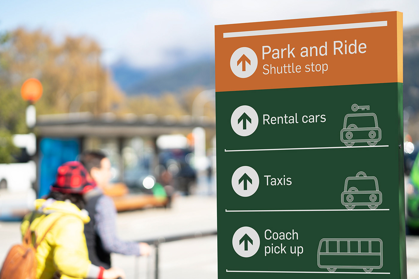 wayfinding airport New Zealand queenstown pictograms icon set signage system concept development Space design visual identity