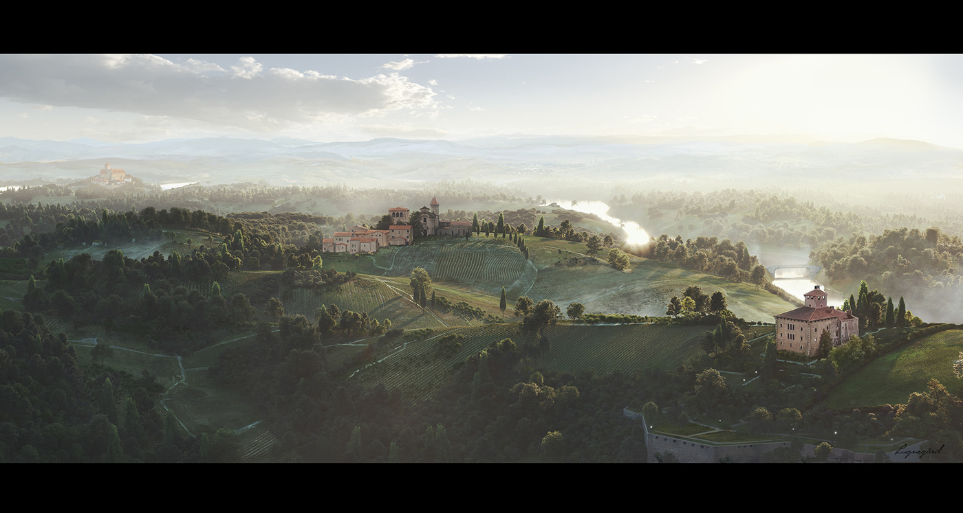 3dsmax cg environment environment Environment design ForestPack Italy Mattepainting
