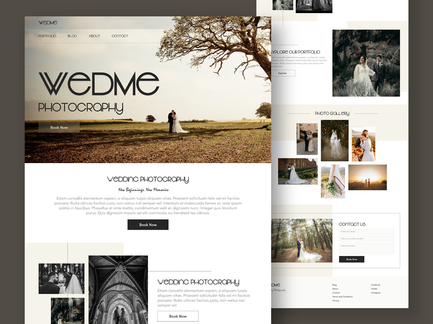 landing page Photography  photography website photoshoot ui design uiux Web Design  Website Wedding Photography Weddings