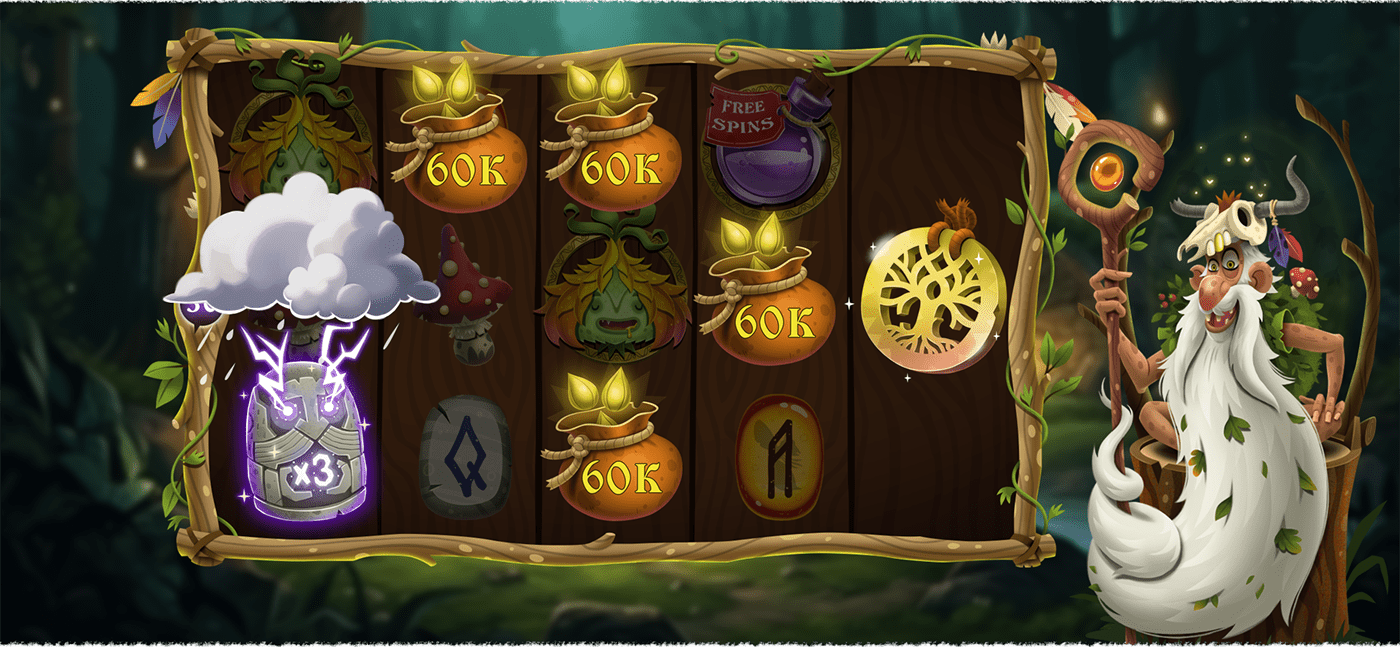 game slot ILLUSTRATION  funny forest cartoon druid fantasy art digital illustration