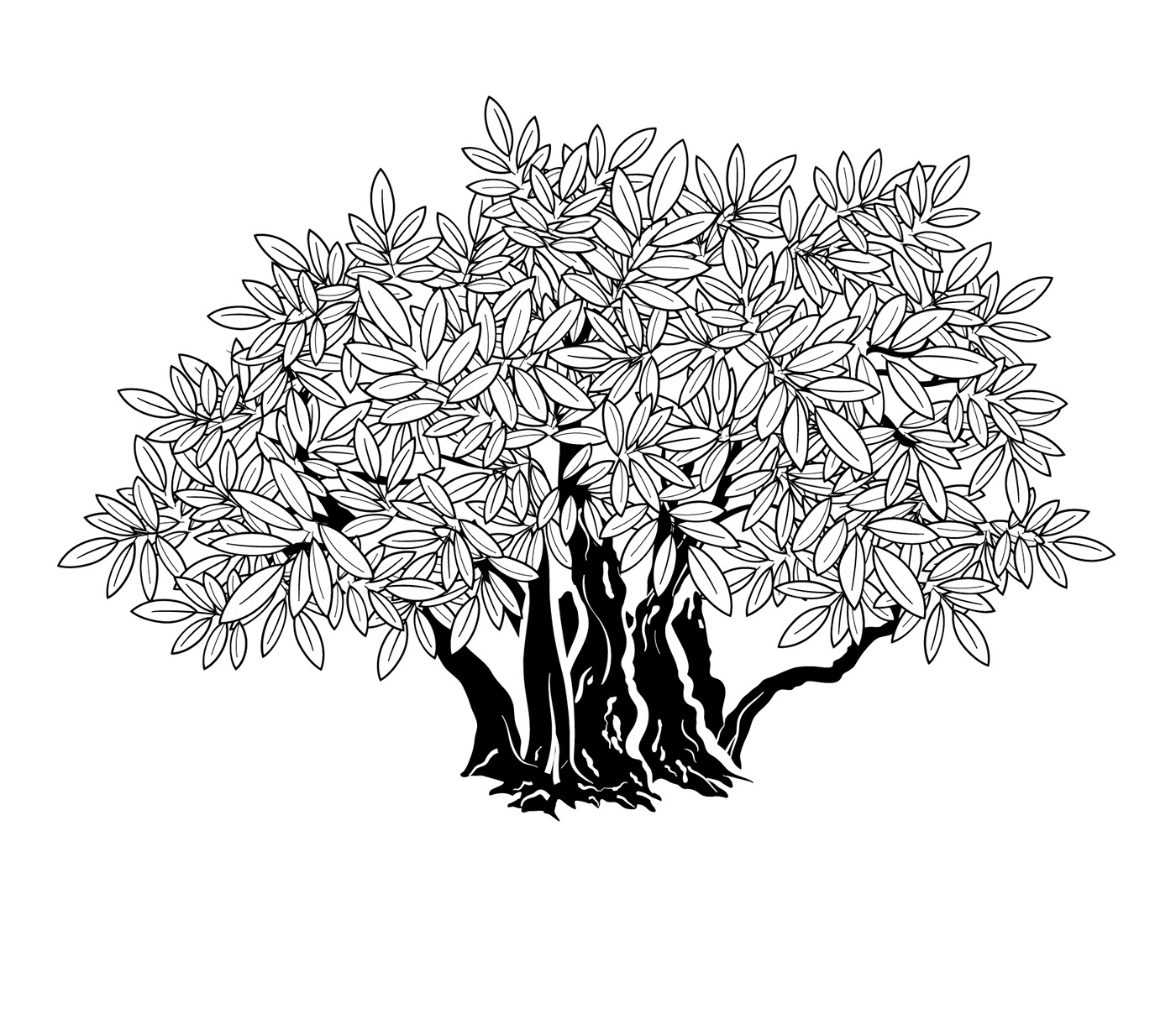 logo Tree  olive blackandwhite bw outline Contour