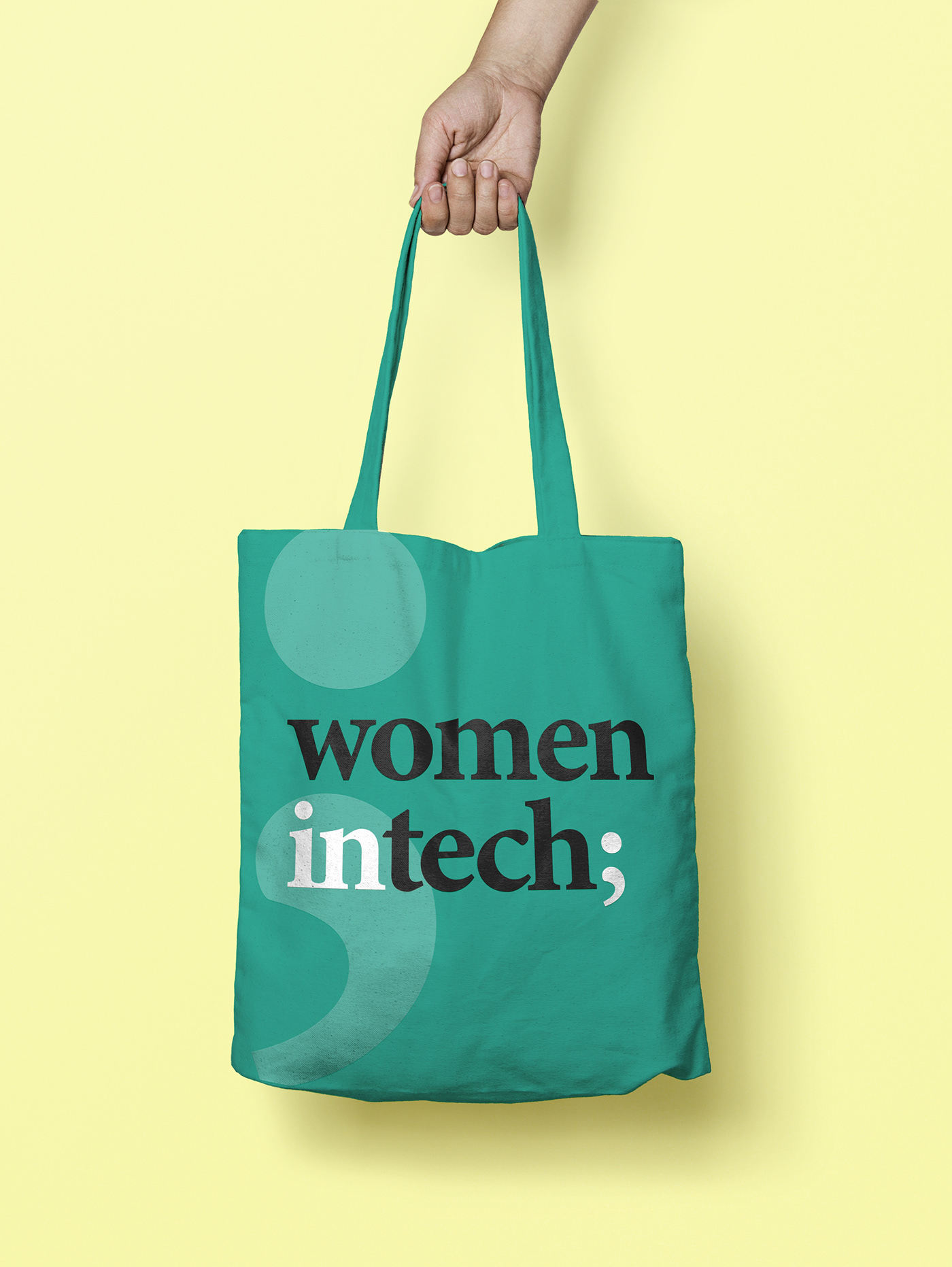 branding  female group Women in Tech design graphic female initutive graphic design  duo tone Tote Bag identity