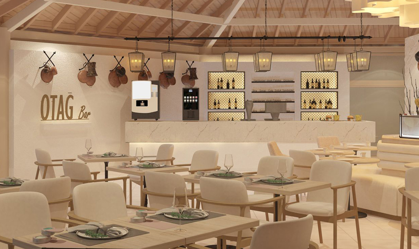 restaurant design rendering visualization Render 3ds max vray Bar Design