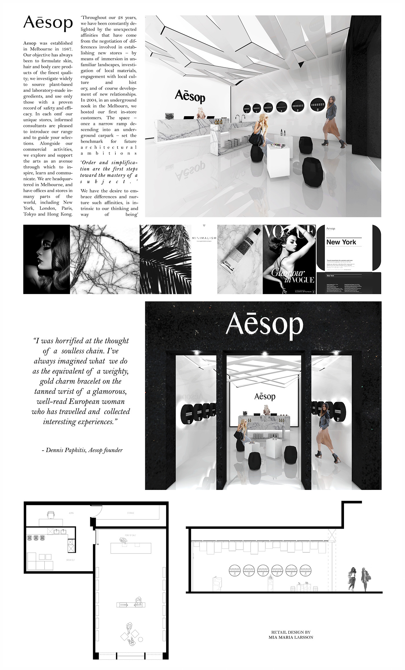 Aesop Popup Retail minimal monochrome student advanced diploma perth fremantle Sweden model skincare art