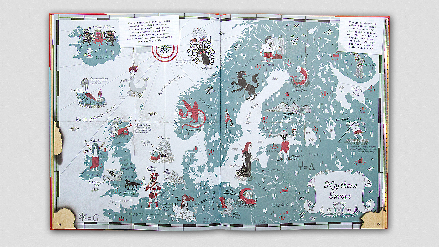 ILLUSTRATION  design book maps monsters myths legends dragons