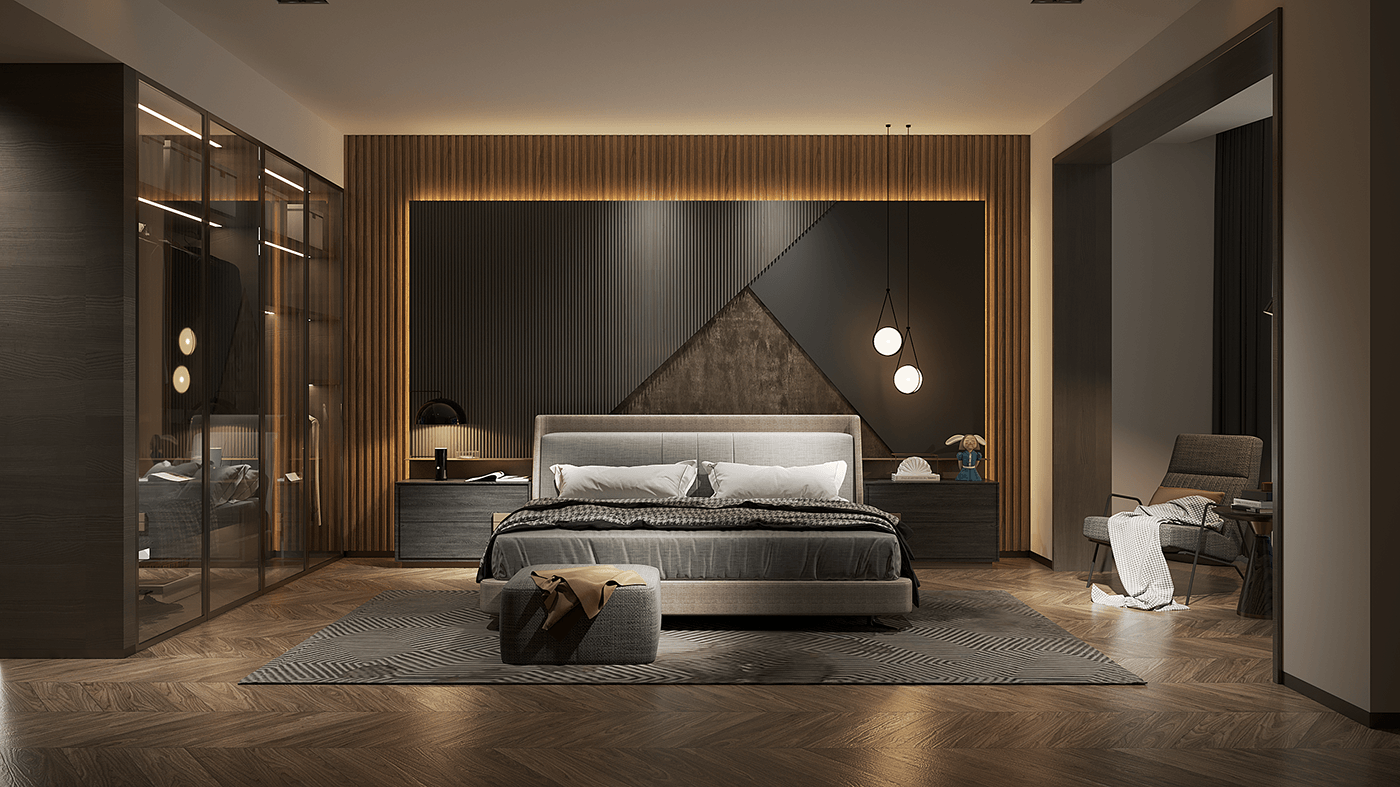 bedroom visualization Render 3ds max corona interior design  modern vray architecture 3D
