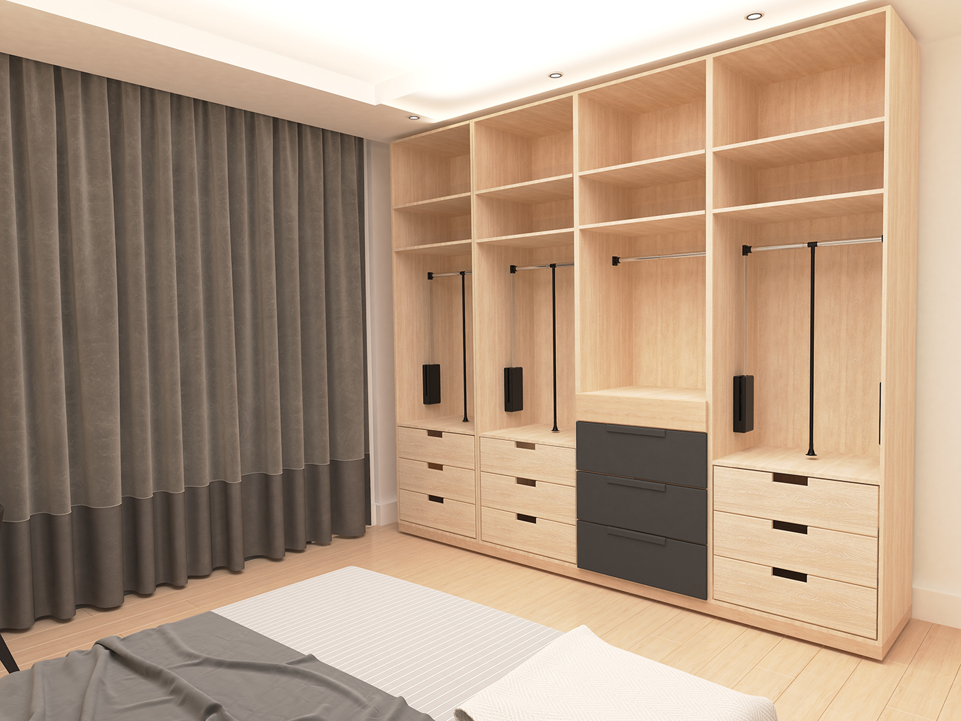 bed room bedroom 3dsmax vray architecture interior design  bed light detail design