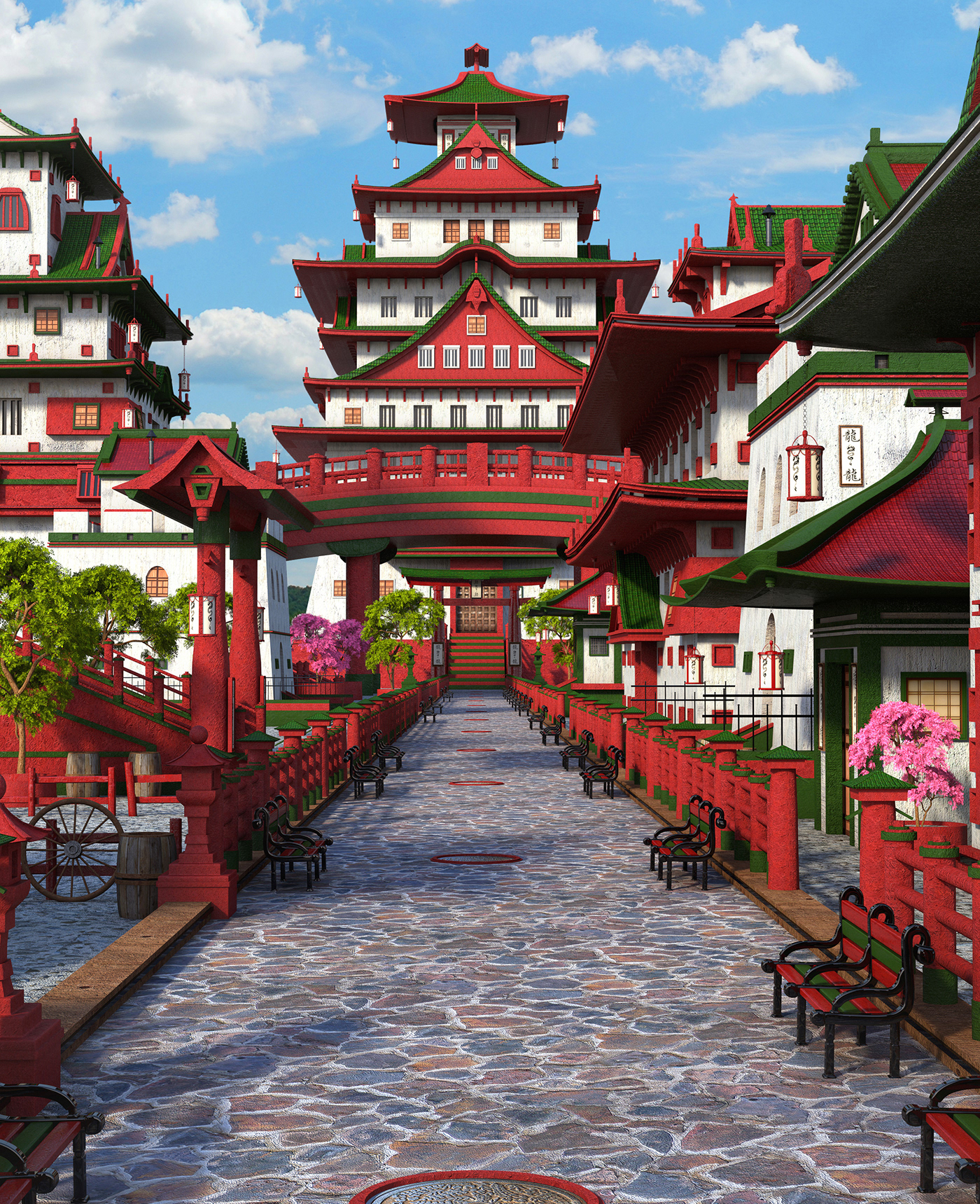 Fantasy Asian Street on Behance