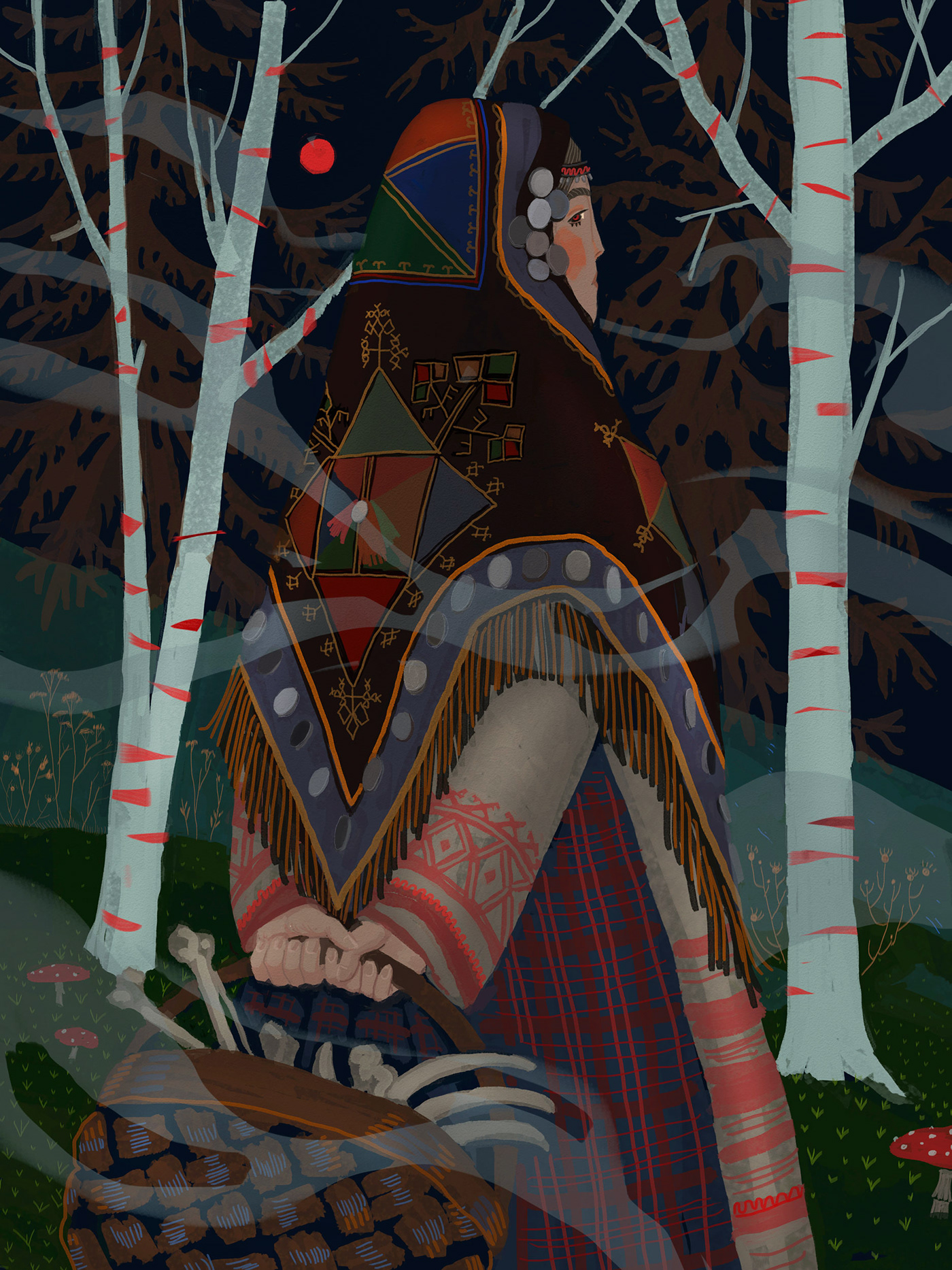 dark Embroidery fairy tale folk folk tale forest national clothes ornament tale Udmurtia