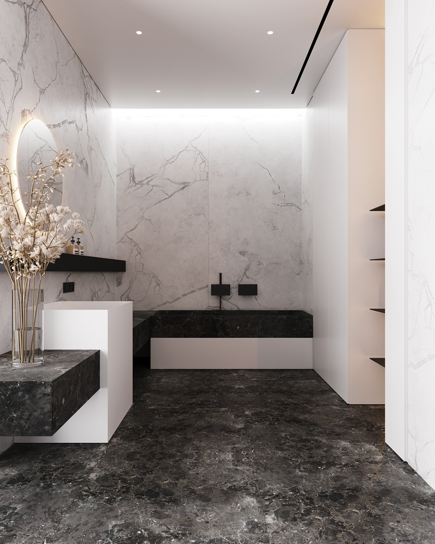 bathroom bathroom design bathroom interior corona render  interior design  Minimalism visualization white interior
