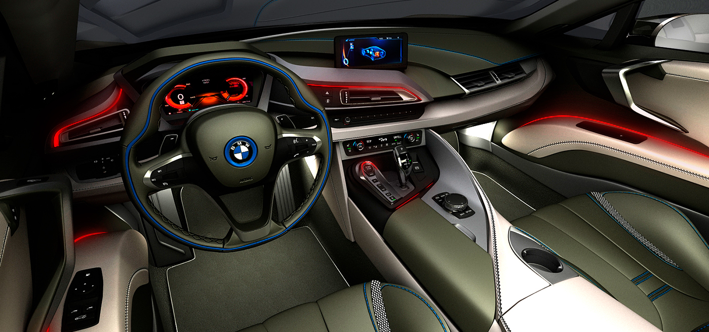 I8 3D electric coupe car futuristic future tribute model Interior