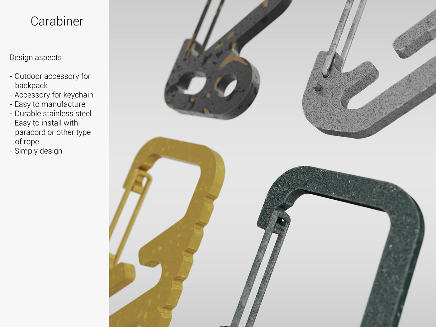 carabiner metaldesign product design  prototype Prototyping Render rendering
