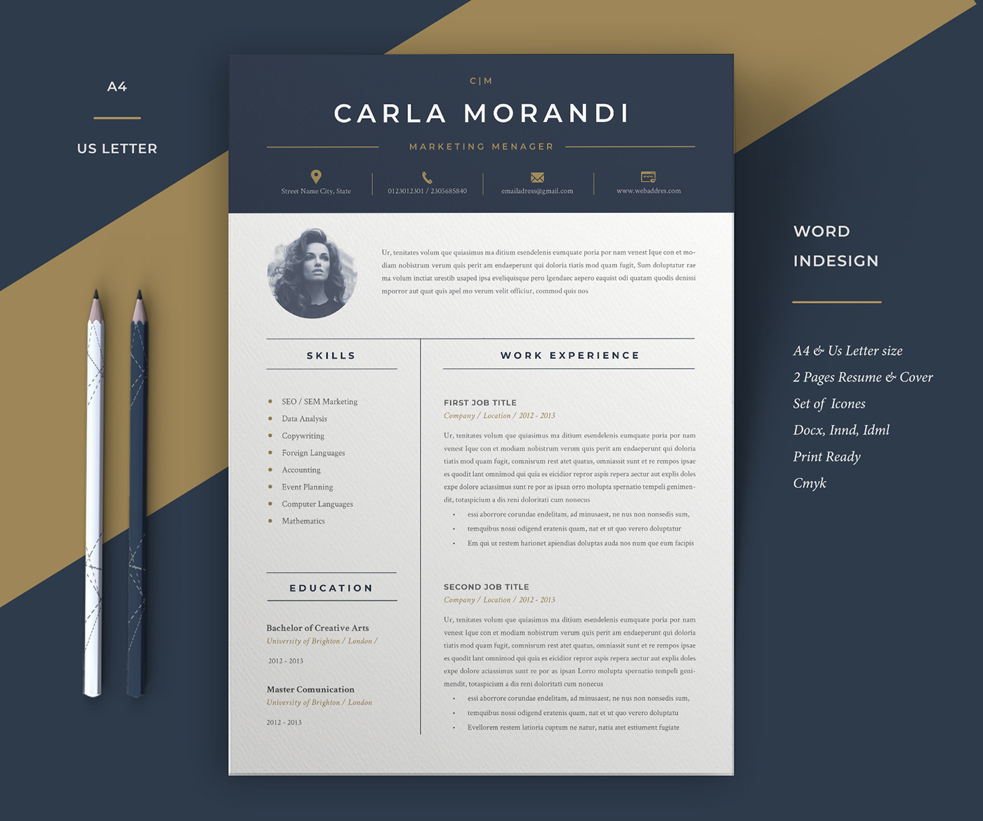 Resume CV curriculum minimal creative design clean cover branding 
