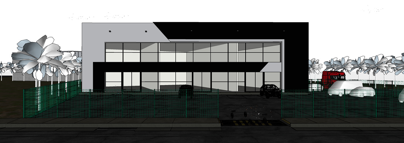 3D architecture CGI exterior modern Render visualization galpão shed warehouse