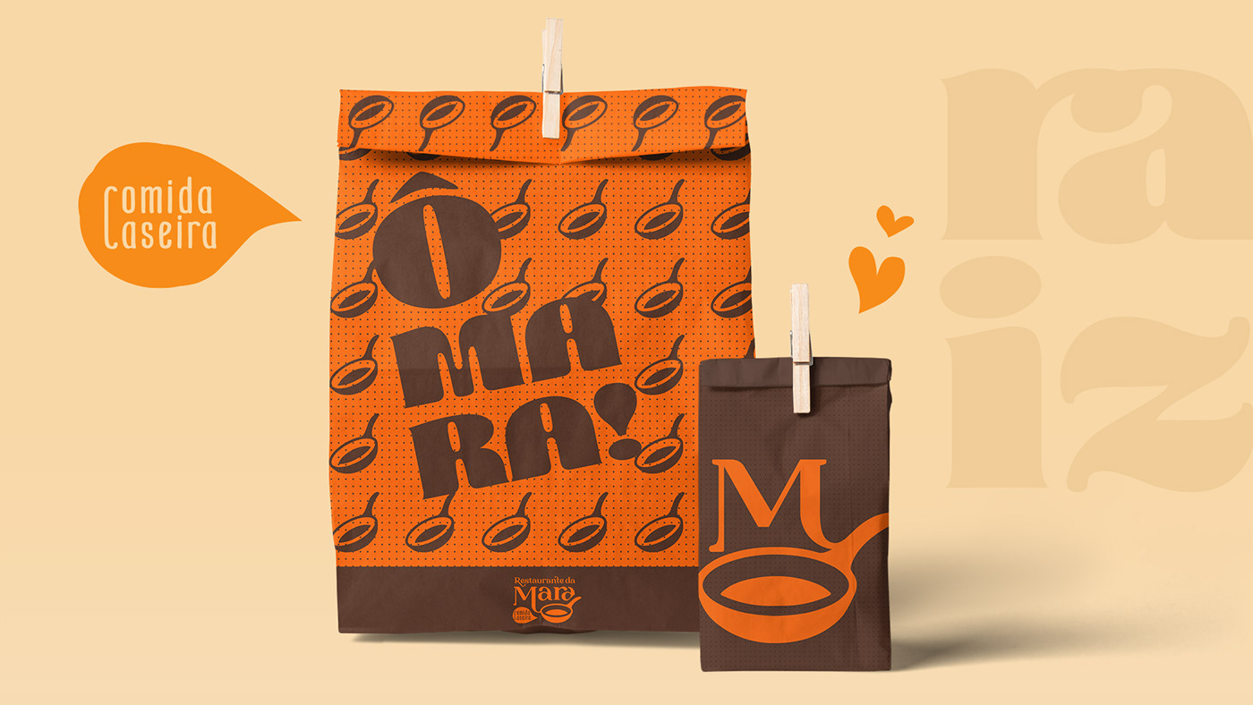 design restaurante comida caseira laranja marrom logo Logotipo panela branding  visual identity