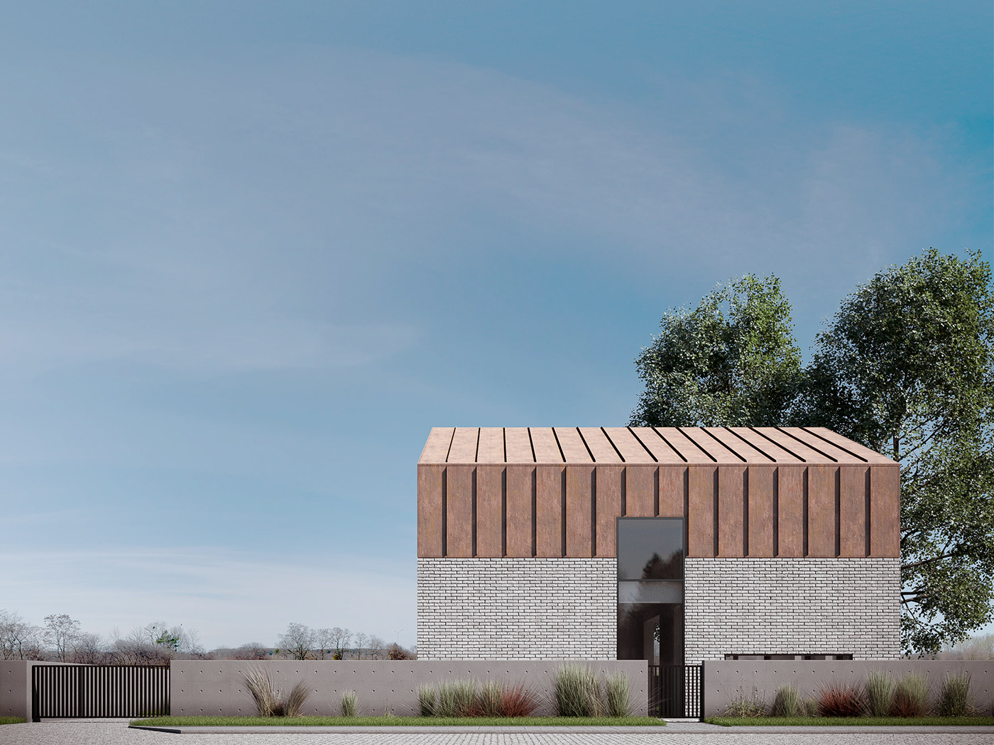 3dsmax architecture archviz brick CGI corona design house Landscape Minimalism