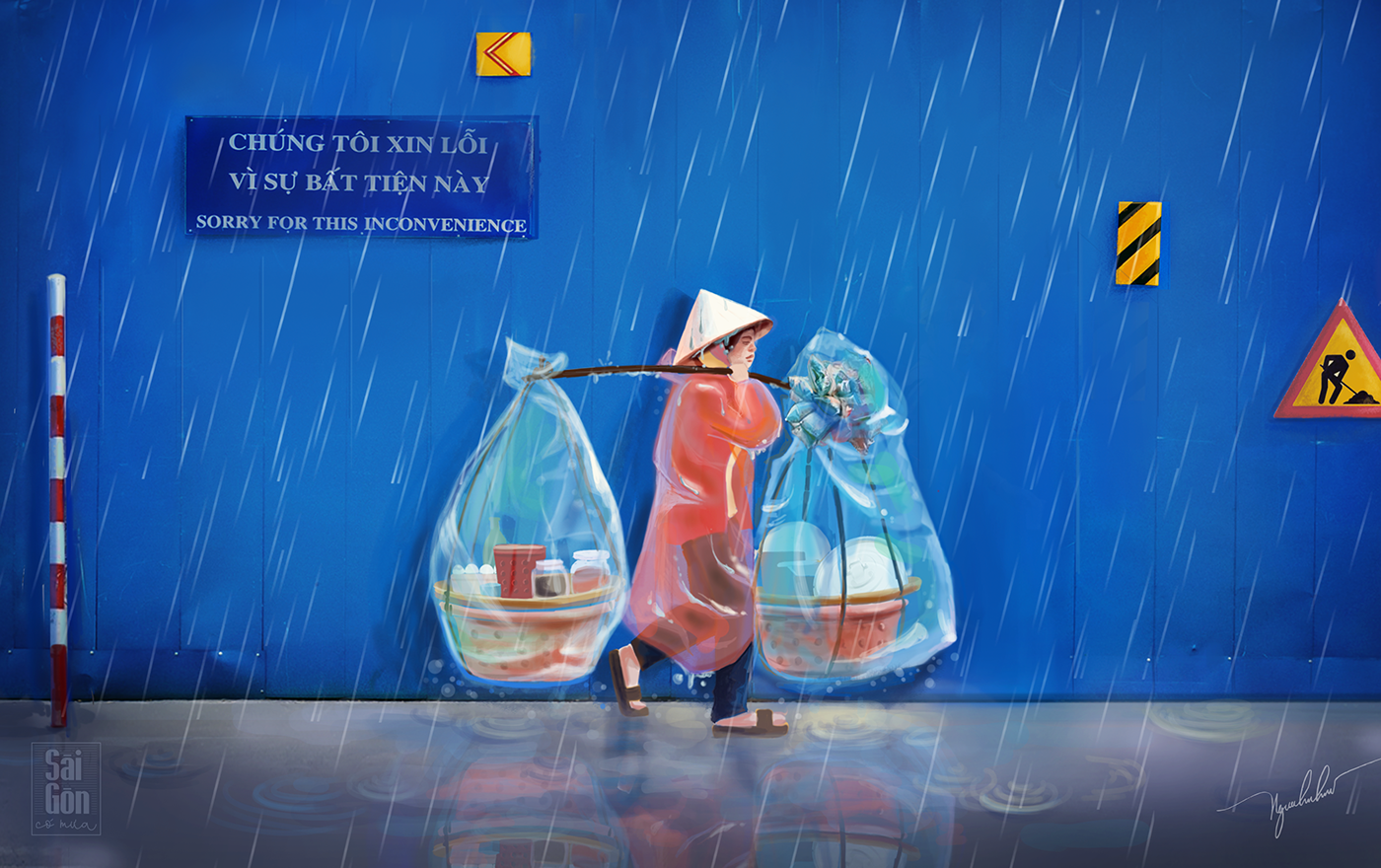 saigon rain vietnam ILLUSTRATION  art creative