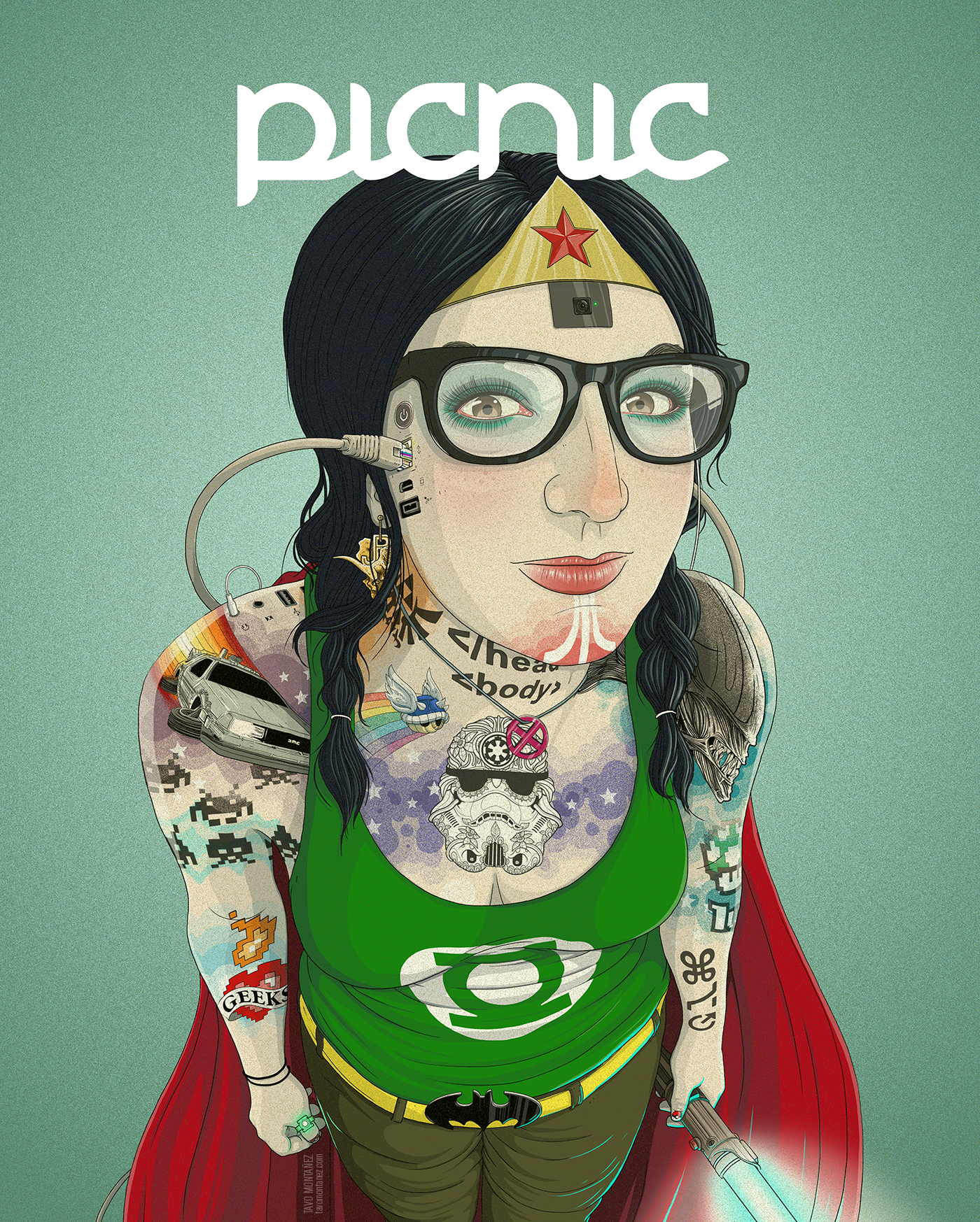picnic magazine ilustracional geek digital illustration cover magazine Digital Art  Wacom Intuos wacom