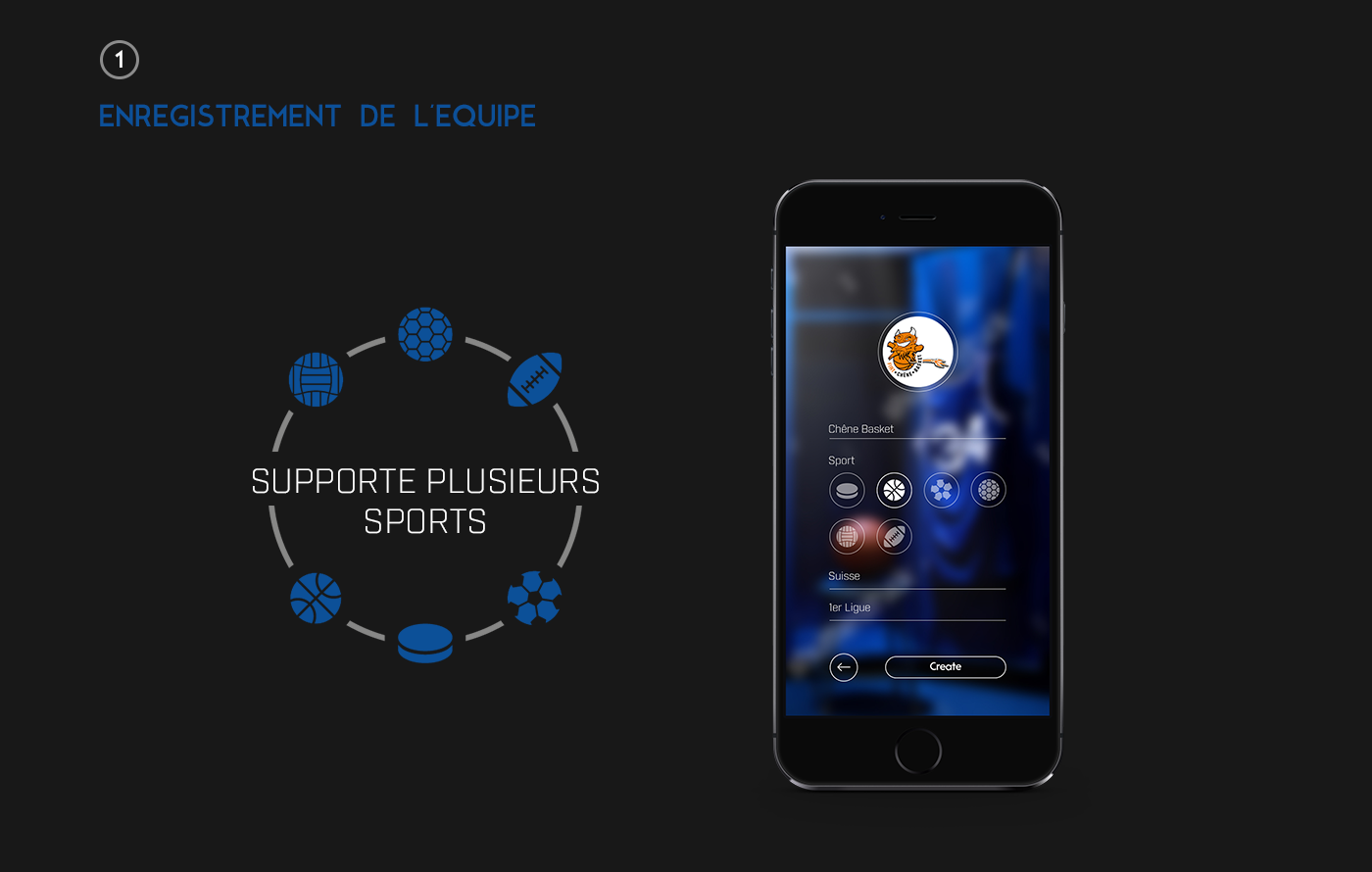 sport application user interface hockey basketball Project manager bachelor Team Sport user experience