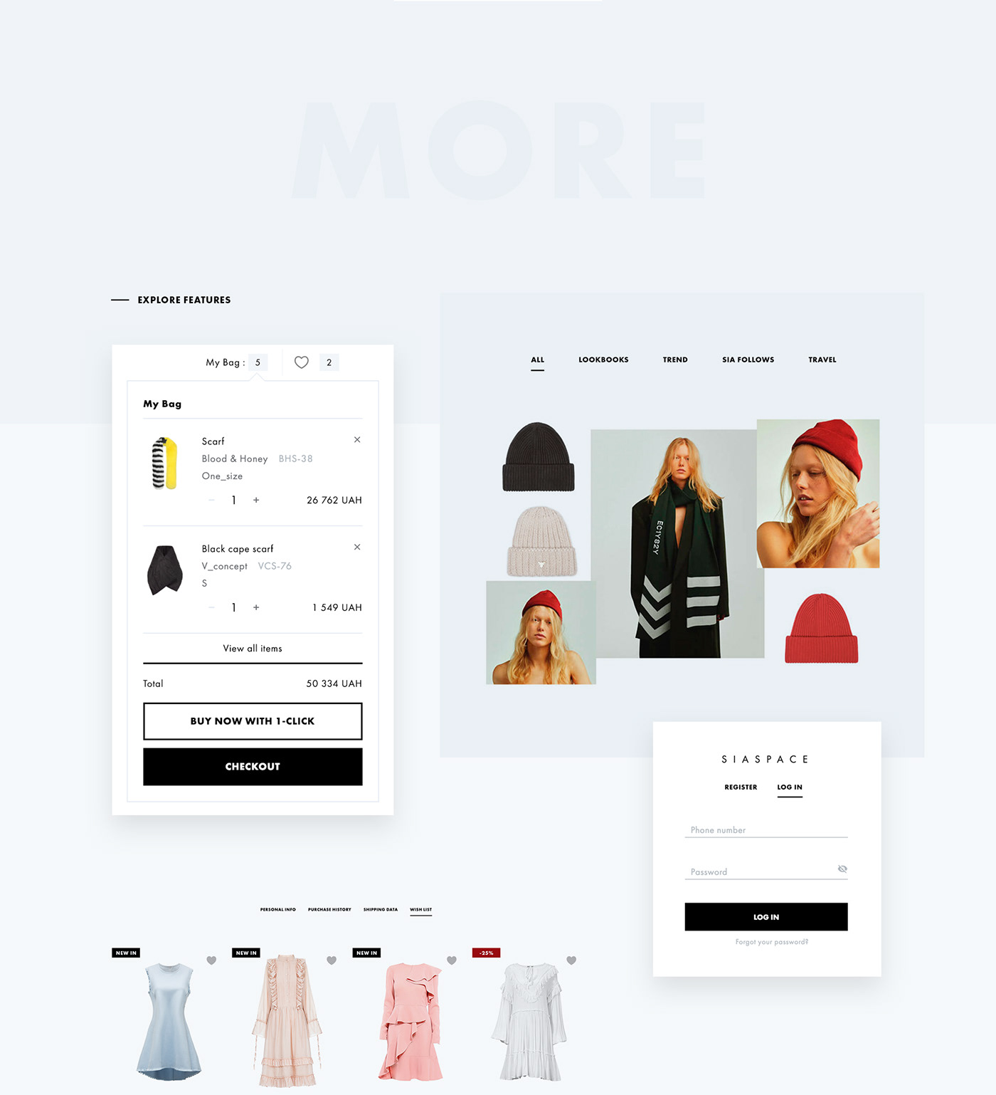 Fashion  e-commerce shop interaction clean store UI minimal Layout Style