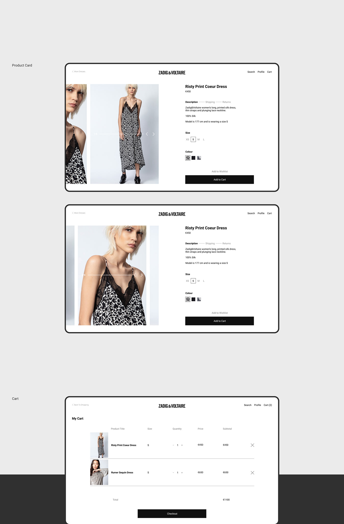 Web Web Design  Website site Interface UI/UX user inrerface Fashion  zadig & voltaire interaction