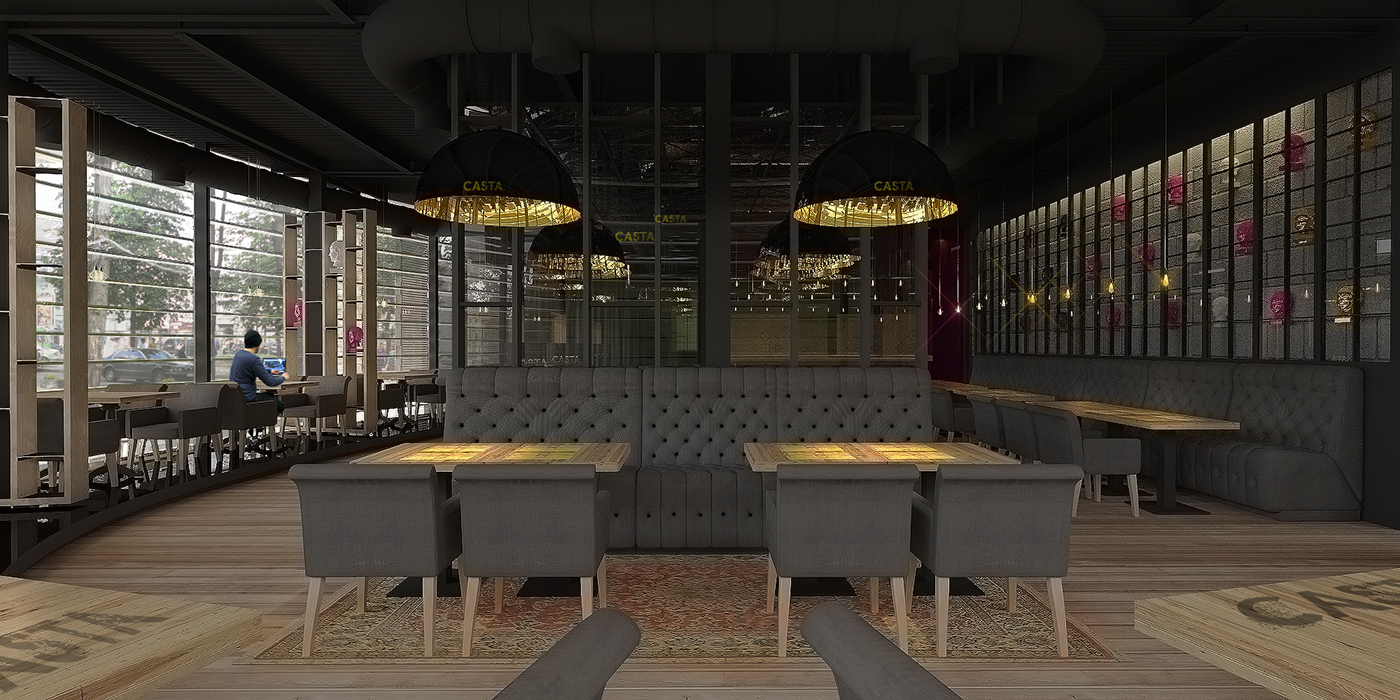 restaurant Food  interior design  visualization modern corona 3ds max archviz Render HORECA