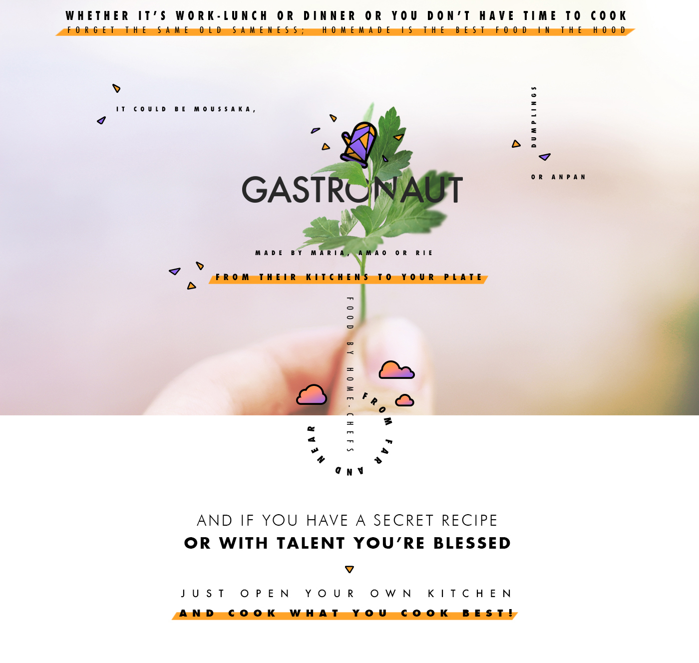 Gastronaut branding  Logotype identity application cooking Glove gastronomy Food  OnlineOrders