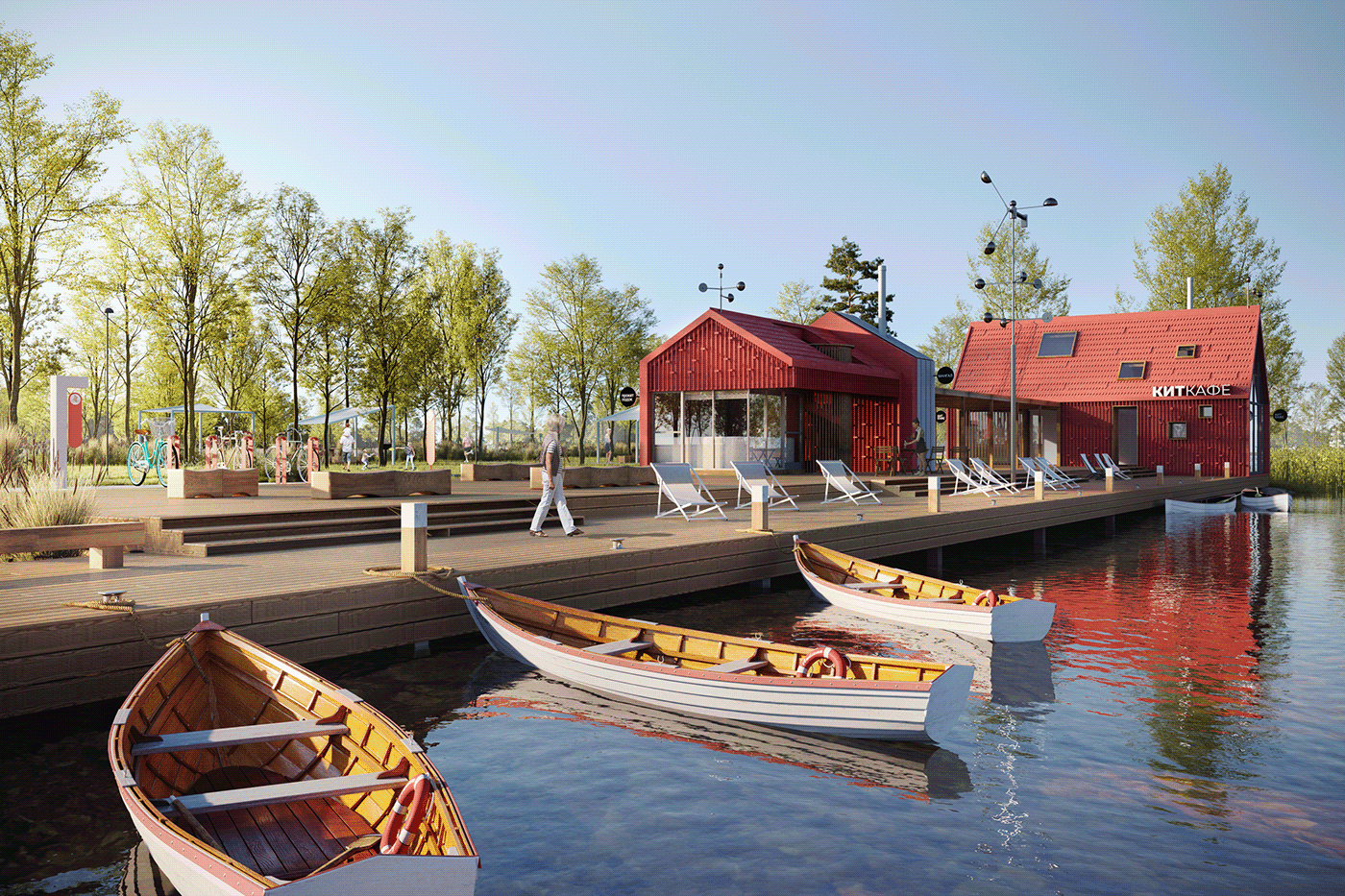 Visualization for Architectural Concept for the Kurganinsk lake area.
