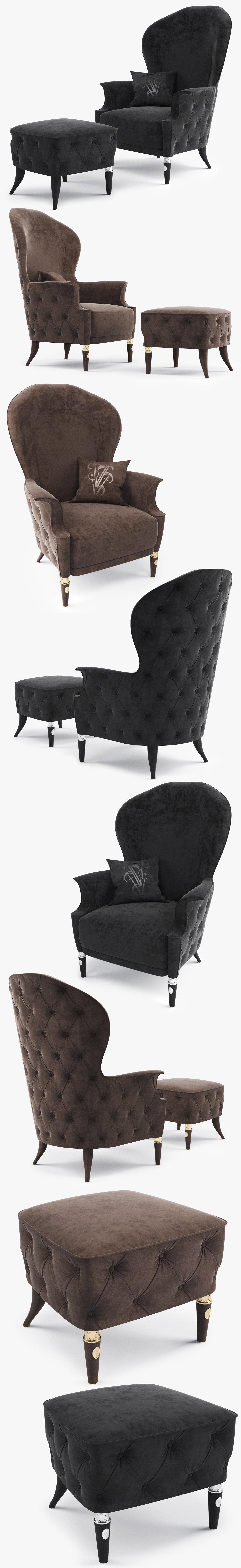 3D 3D model armchair chair Visionnaire Visionnaire Alice alice FOOTSTOOL