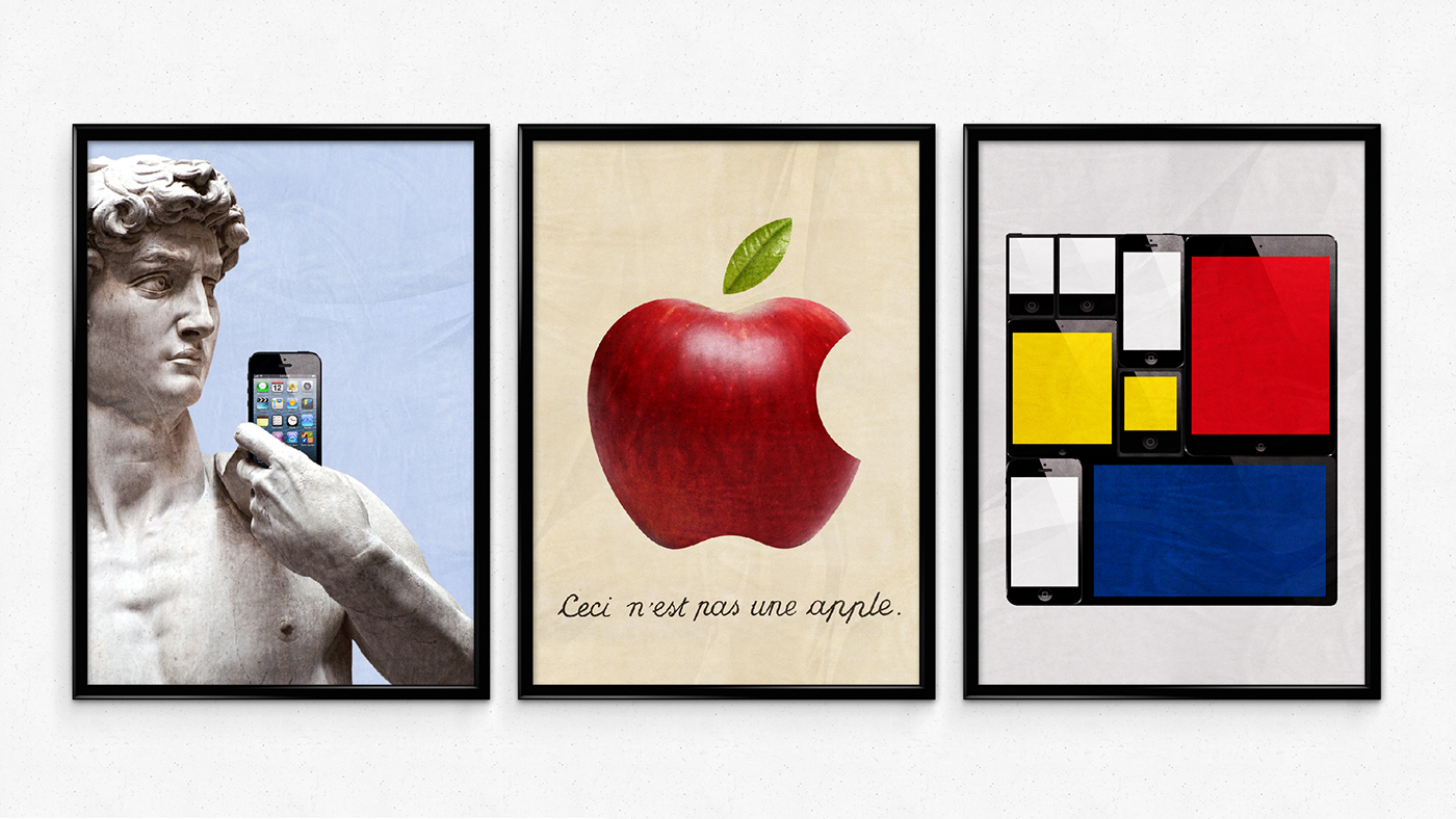 david apple poster history Smarthphone iphone modern Fun print android homage Renaissance surrealism de stijl FINEART