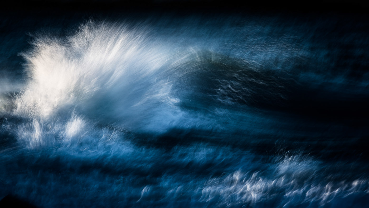 Ocean sea wave long exposure blue portrait abstract