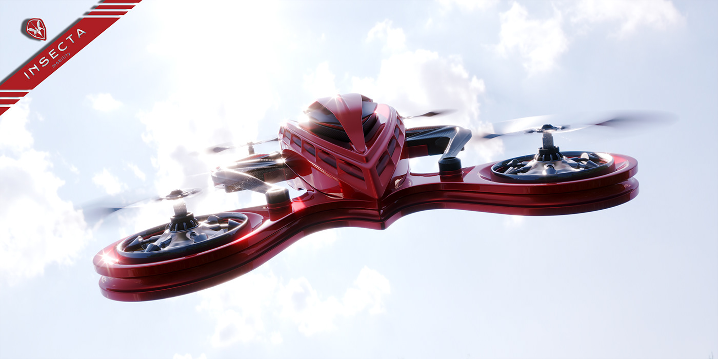 3d art concept concept art creative design drone Electric Car Flying Car future design Transportation Design