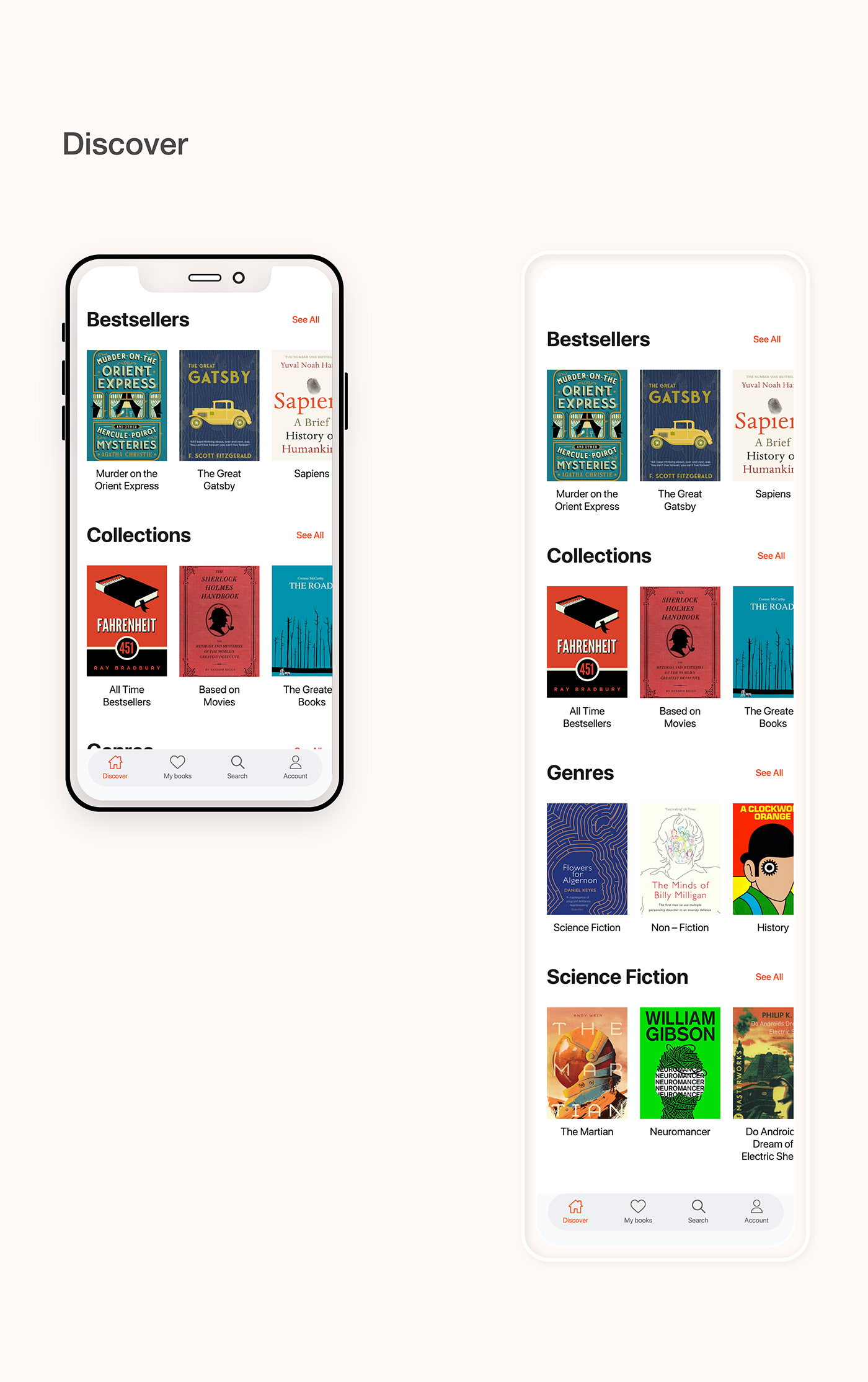 app audiobook book Interaction design  mobile UI ux
