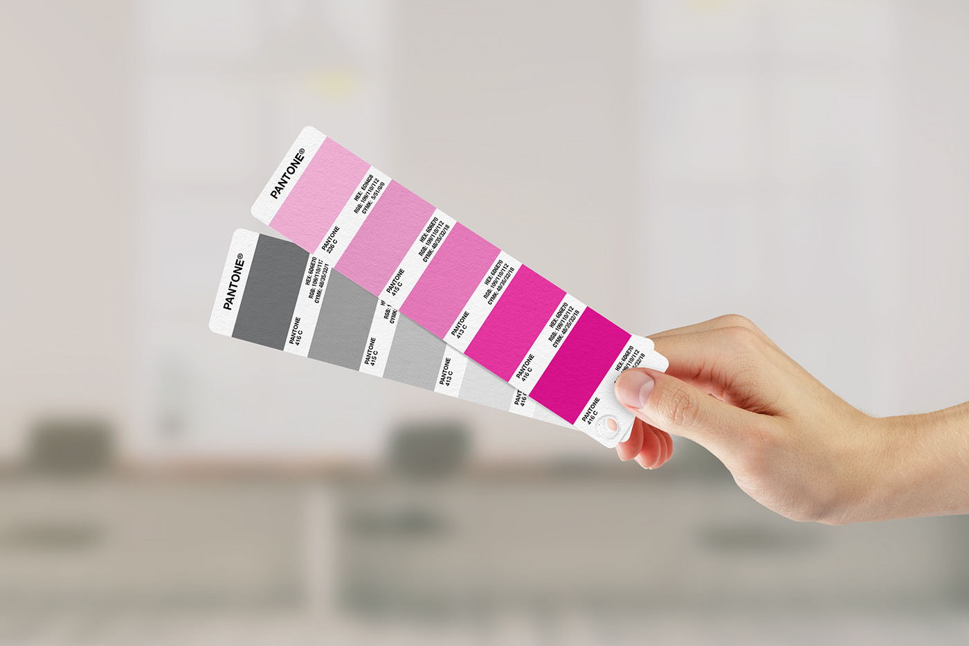 Pantone color book mockup for logos desired color combo.