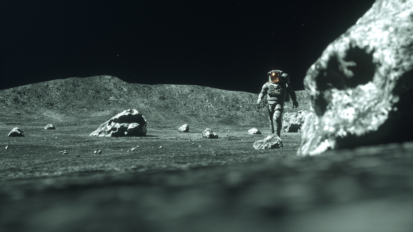 astronaut moon 3D stereo stereoscopic moonwalker octane cinema 4d Space 