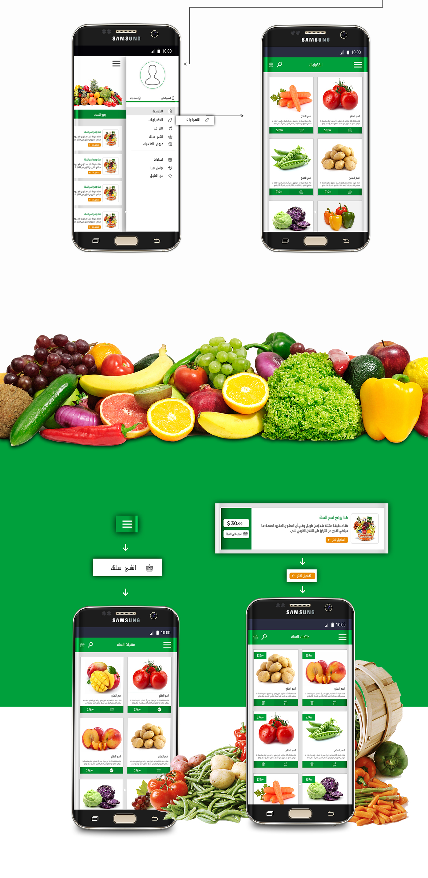 Food  Bassket psd ui ux graphic designer photoshop Mobile app Wesam wesam algmmal