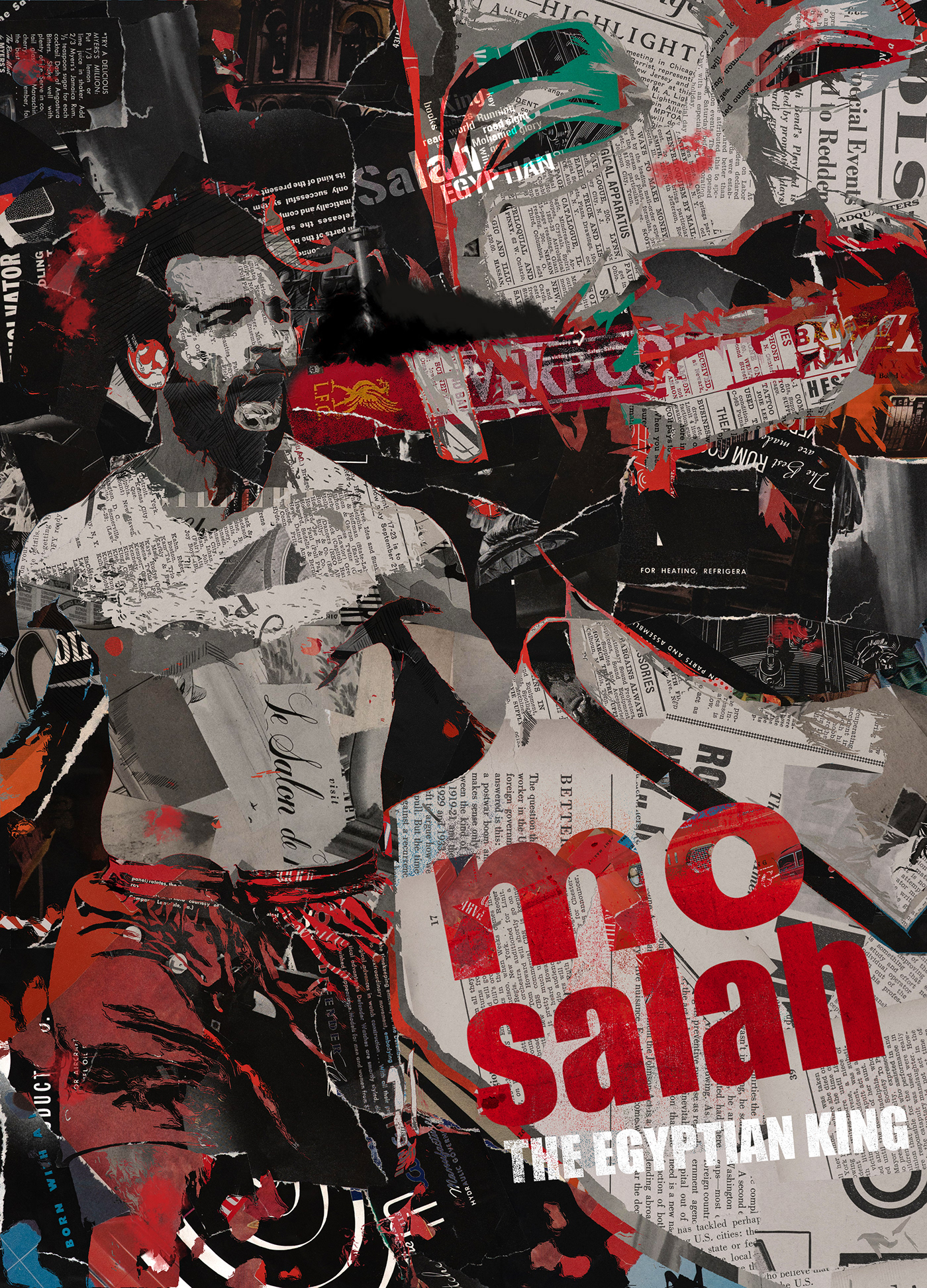 poster Graphic Designer vintage collage collage art Mo Salah cristiano ronaldo eminem photoshop artwork