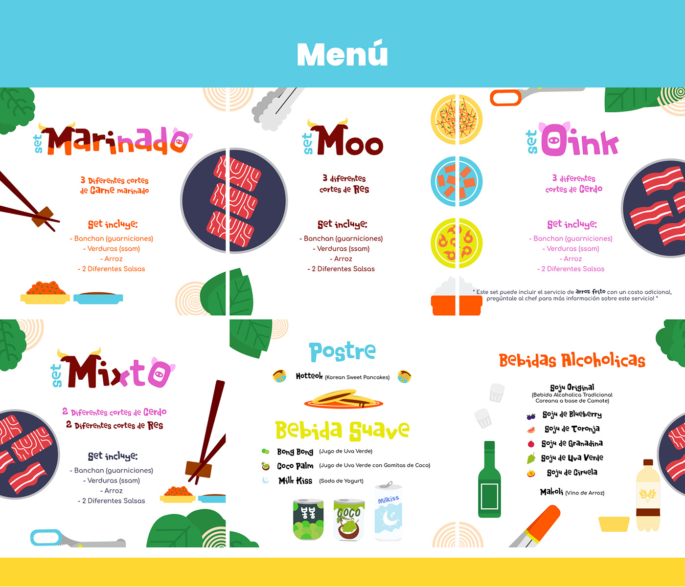 Korean Food korean branding  Logo Design logos food service menu brand identity