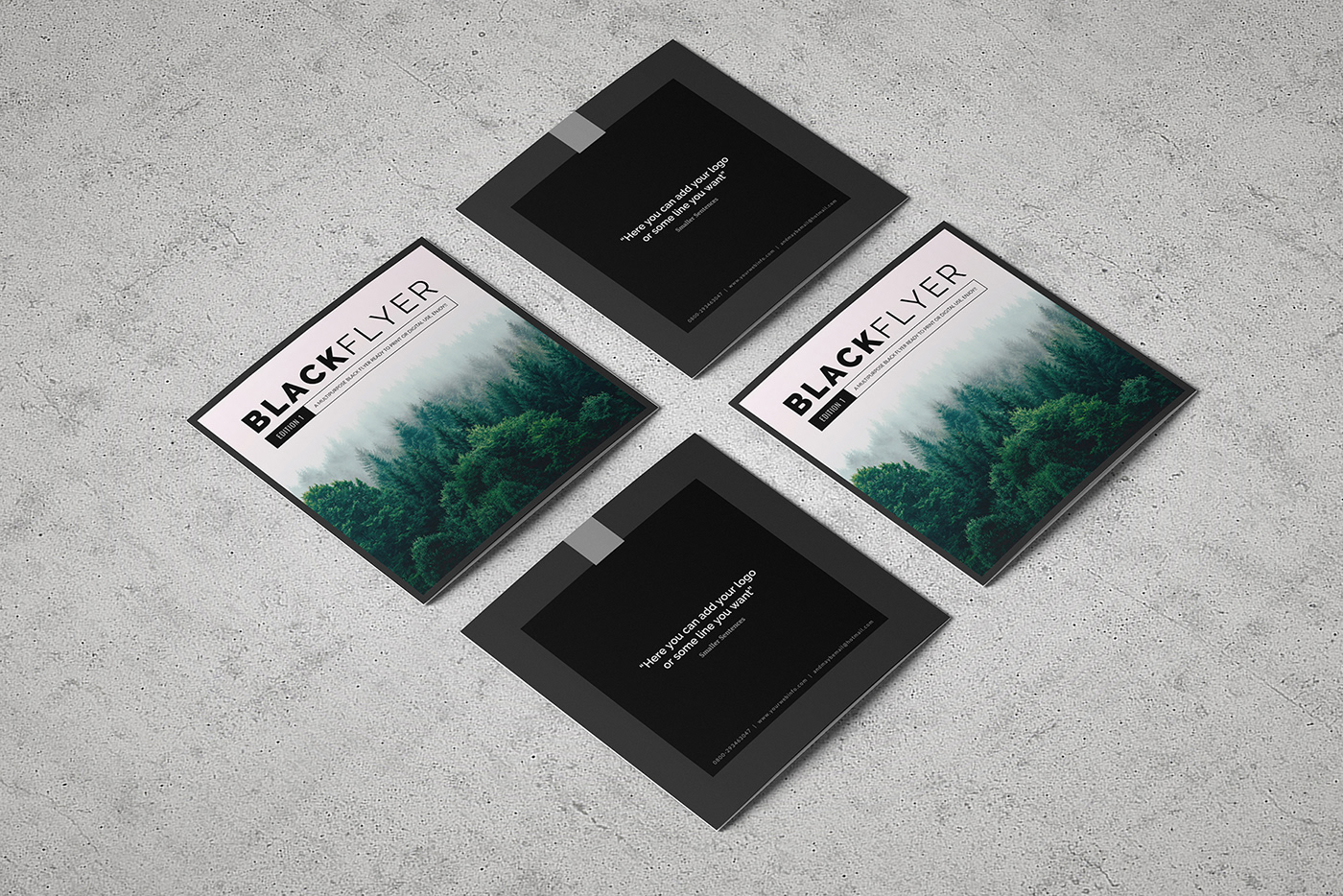 square brochure trifold template leaflet dark black Porfolio print digital