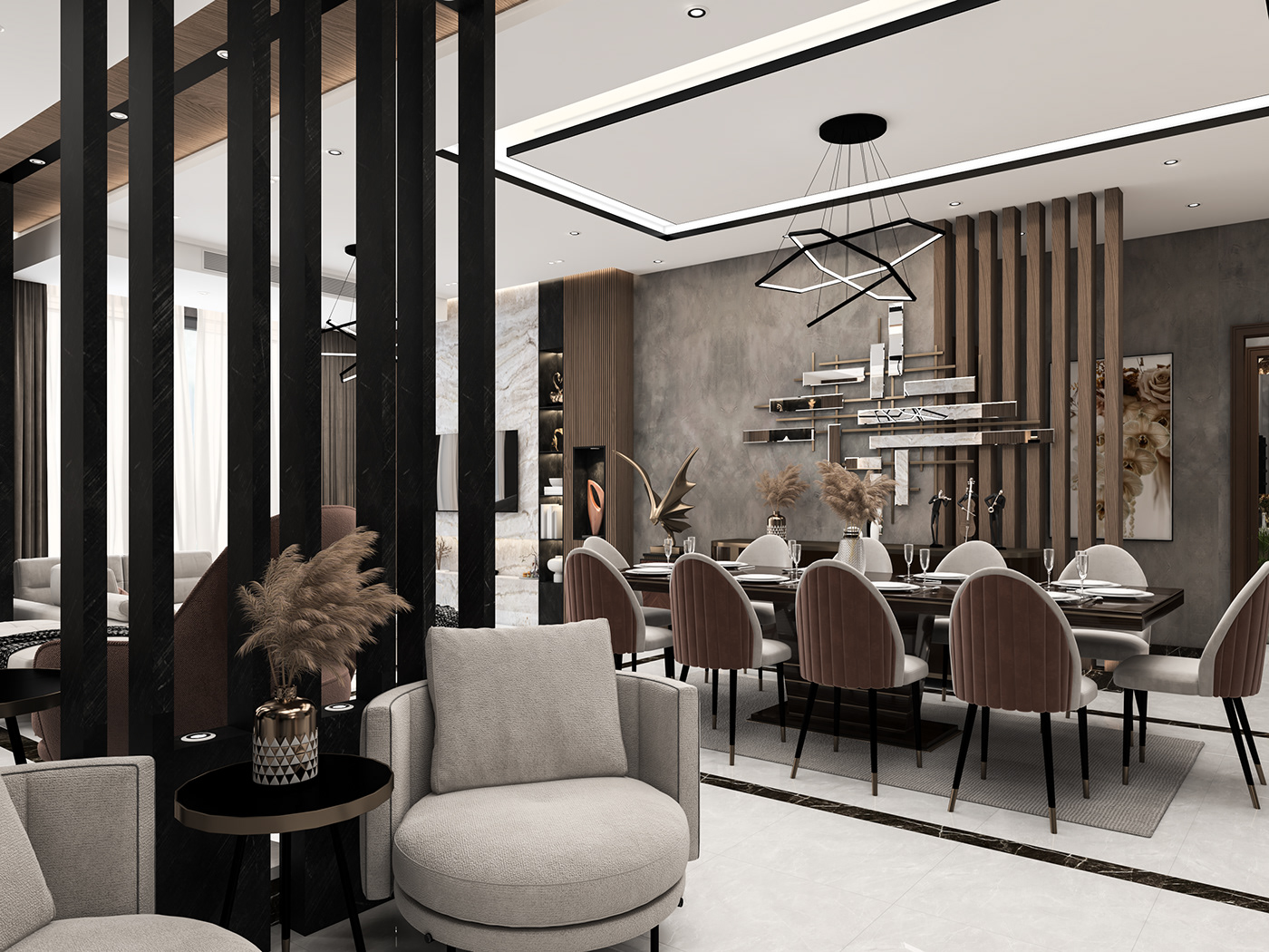 Interior reception interior design  modern Modern Design luxury elegant living room design visualization
