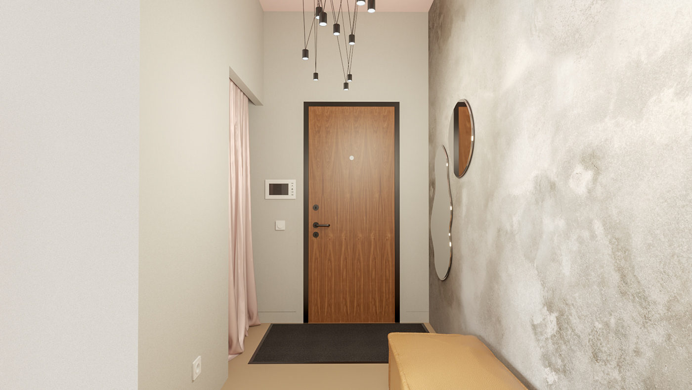 apartment renovation architecture CGI interior design  Minimalism pink Render soft loft visualization