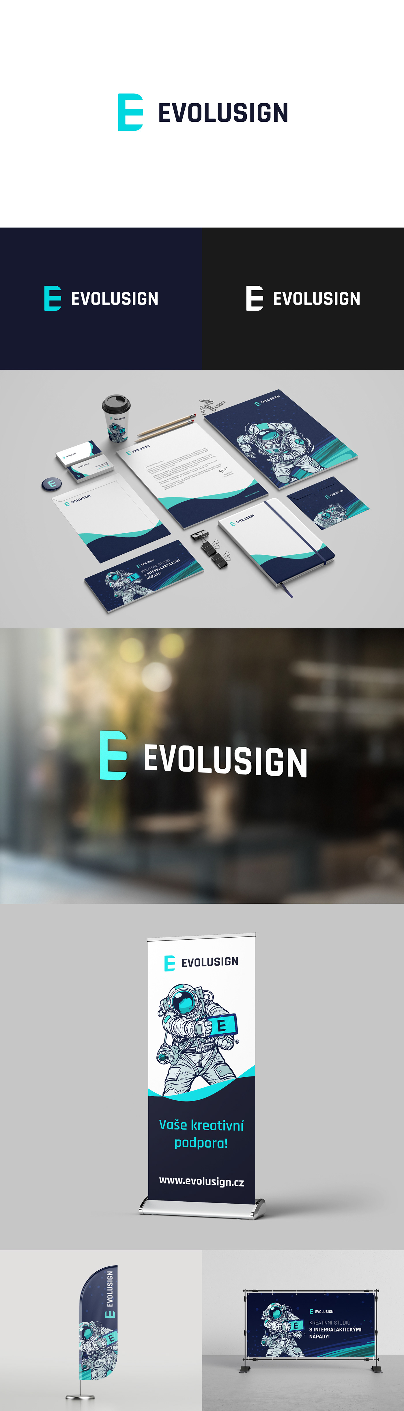 evolusign design logo corporate identity marketing   agency blue astronaut creative