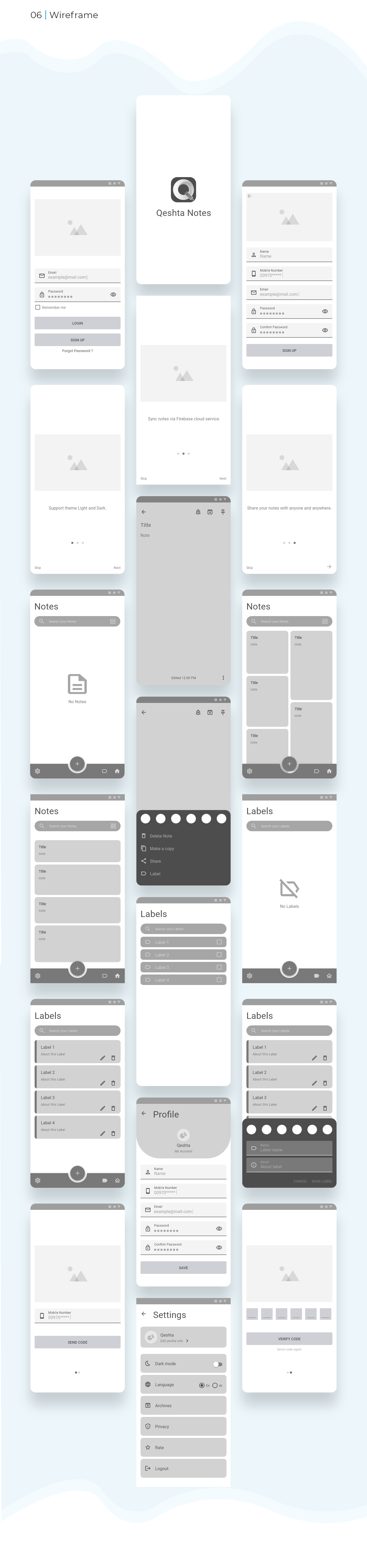 android app design mobile notes Qeshta QeshtaNotes UI UI/UX ux