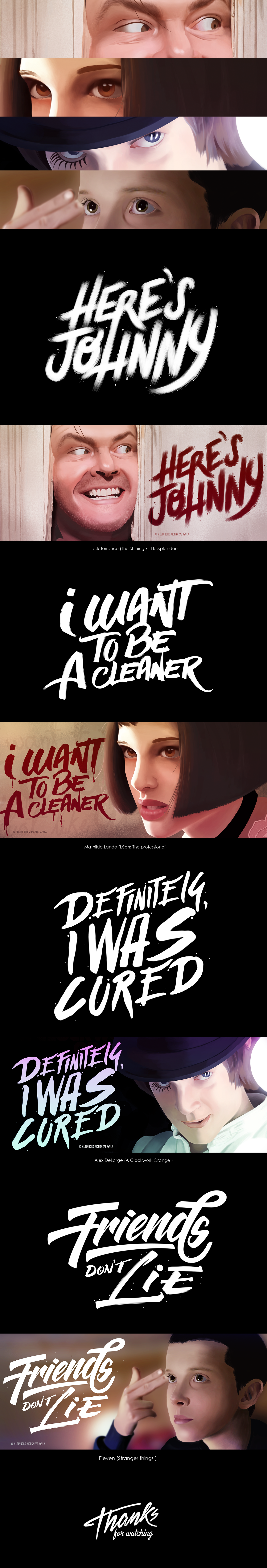 portrait lettering type Movies tv once eleven the shining Leon mathilda