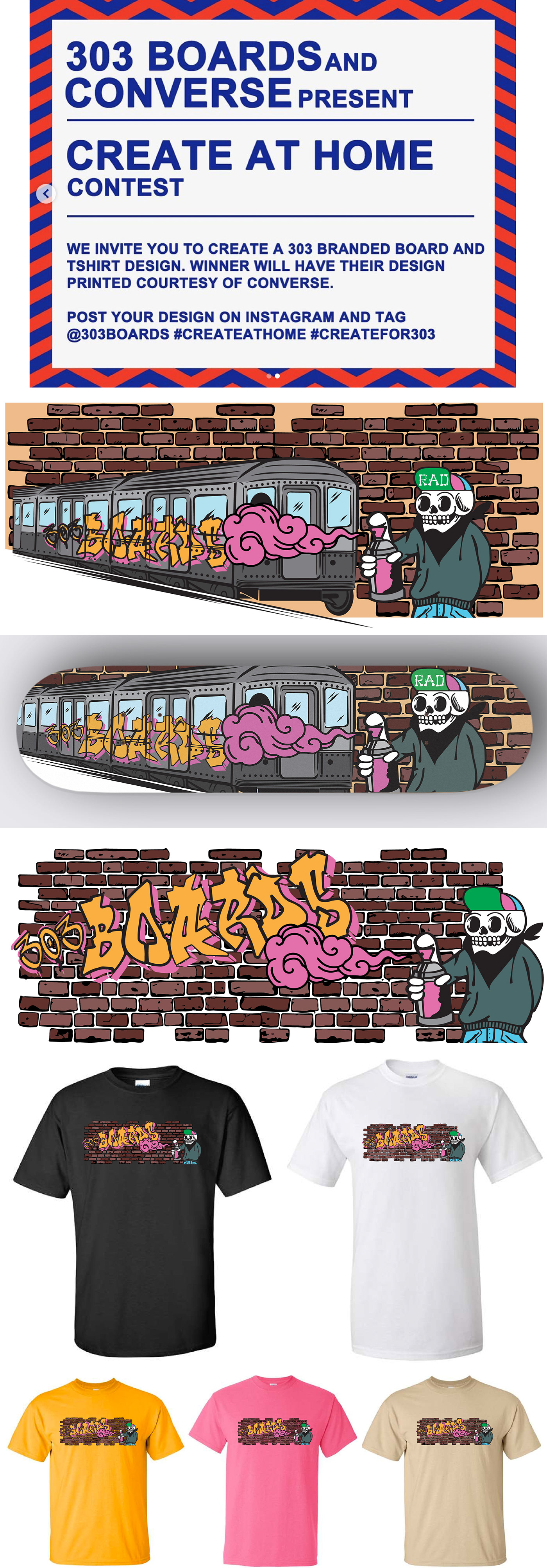apparel cartoon concept art graphic design  ILLUSTRATION  product design  skateboard skatedeck spray paint Tshirt Design